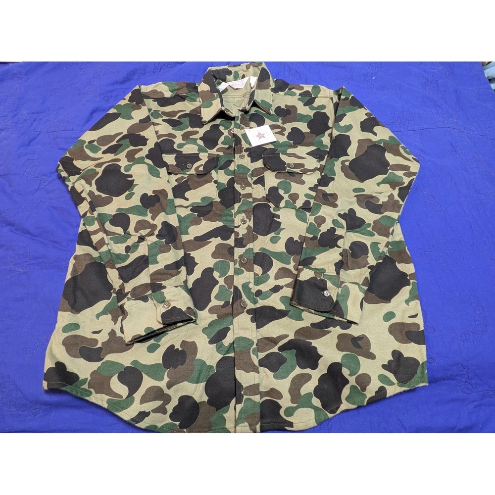 Vintage Frostproof Shirt Mens XL Green Camo Flannel Long Sleeve Hunting USA 80s